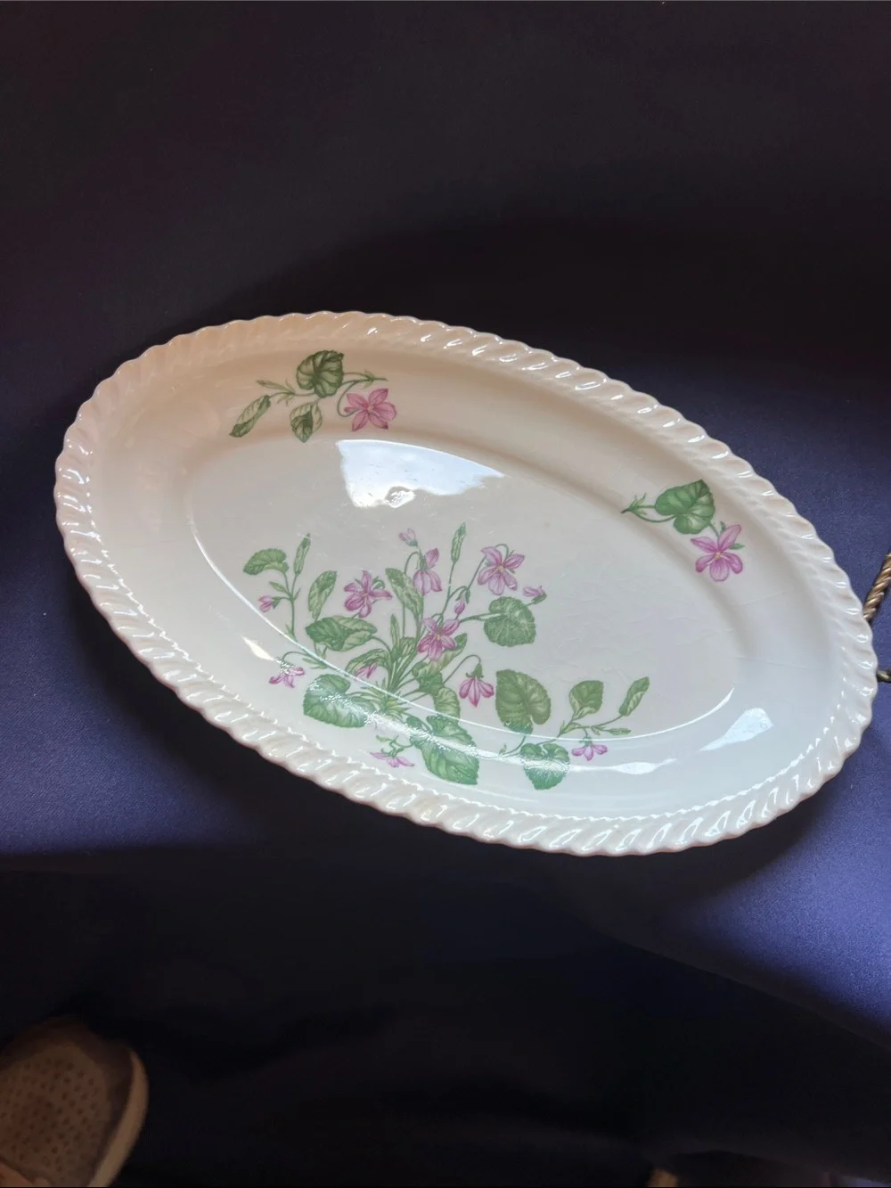 Royal Gadroon Platter Violet Flowers Vintage Harker Pottery - Picture 5 of 8